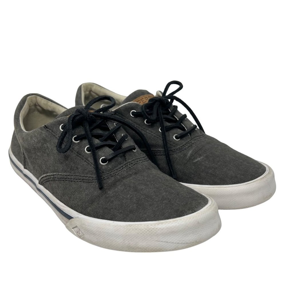 Sperry Striper 2 Gray Canvas Deck Boat Shoe Lace Up STS16795 Size 8 US Preppy